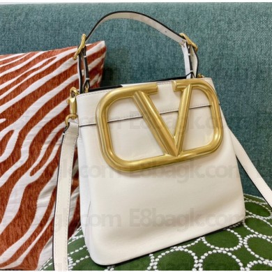 Valentino Supervee Calfskin Handbag White 2021