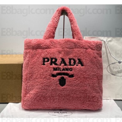 Prada Shearling Tote Bag 1BG130 Pink 2021
