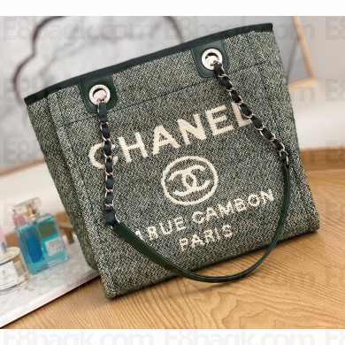 Chanel Mixed Fibers Deauville Small Shopping Tote Bag A67000 Green 2021