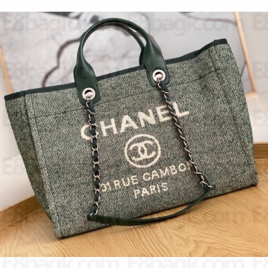 Chanel Mixed Fibers Deauville Large Shopping Tote Bag A66941 Green 2021
