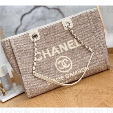 Chanel Mixed Fibers Deauville Medium Shopping Tote Bag A67001 Beige 2021