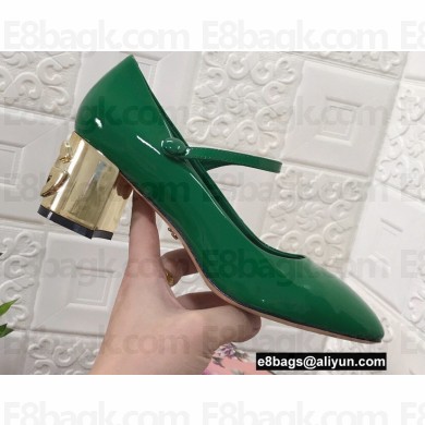 Dolce & Gabbana Heel 6.5cm Patent Leather Mary Janes Green with DG Karol Heel 2021
