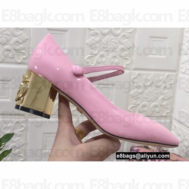 Dolce & Gabbana Heel 6.5cm Patent Leather Mary Janes Pink with DG Karol Heel 2021