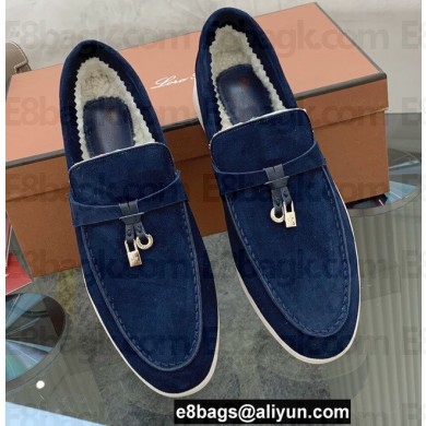 Loro Piana Shearling Fur Suede Calfskin Summer Charms Walk Loafers 05
