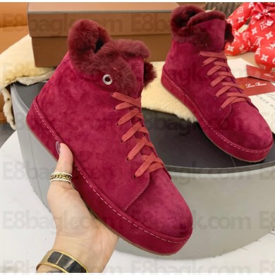 Loro Piana Shearling Fur Suede Nuages Mid Walk Sneakers 09