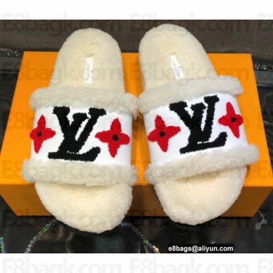 Louis Vuitton Shearling Paseo Flat Comfort Mules White 2021
