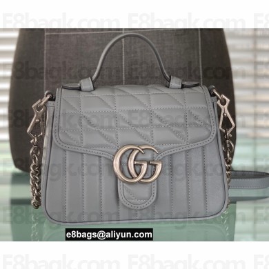 Gucci Aria Collection GG Marmont Mini Top Handle Bag 583571 Grey 2021