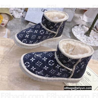 UGG x Louis Vuitton Shearling Lining Ankle Boots Dark Blue 2021