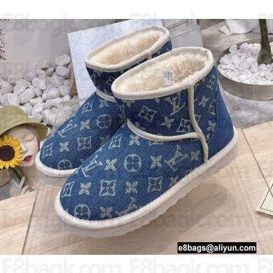 UGG x Louis Vuitton Shearling Lining Ankle Boots Blue 2021