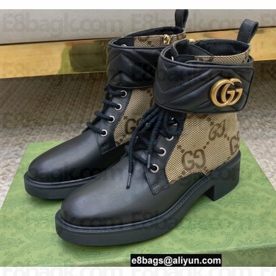 Gucci Ankle Boots Black/Beige with Double G 678984 2021