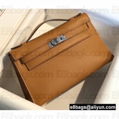 Hermes Mini Kelly 22 Pochette Bag Sesame in Swift Leather with Silver Hardware