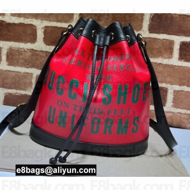 Gucci 100 Mini Bucket Bag 676682 Red Leather 2021
