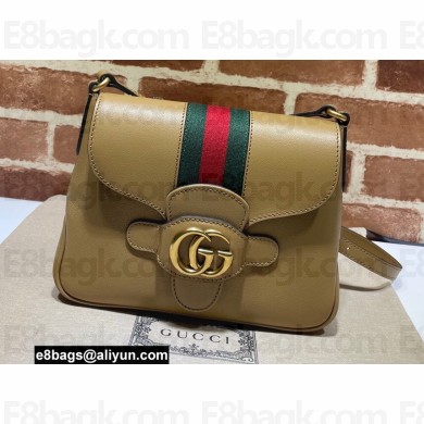 Gucci Small Messenger Bag with Double G and Web 648934 Leather Beige 2021