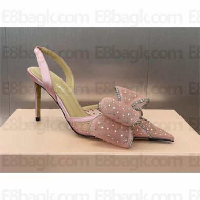 Mach & Mach Heel 8.5cm Le Cadeau embellished mesh slingback pumps pink 2025