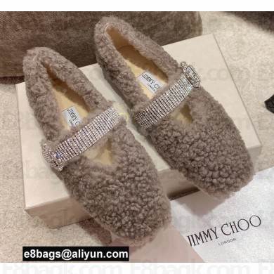 Jimmy Choo KRISTA Faux Fur Flats with Crystal-Embellished Strap 02 2021