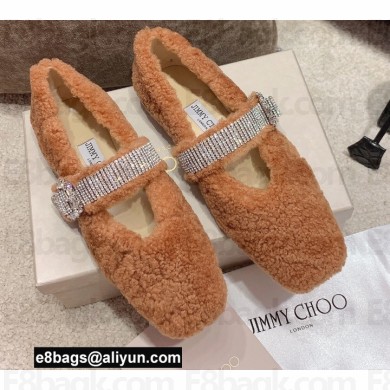 Jimmy Choo KRISTA Faux Fur Flats with Crystal-Embellished Strap 03 2021