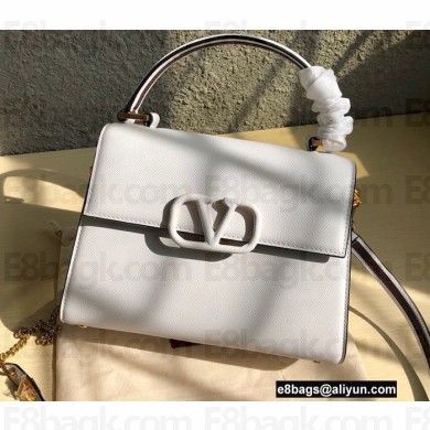 Valentino VSLING Grainy Calfskin Small Handbag White 2021