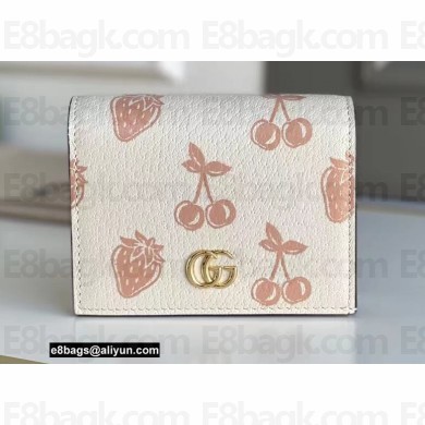Gucci GG Marmont Berry Card Case Wallet 456126 Leather White 2021
