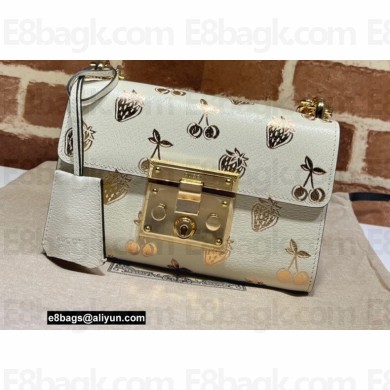 Gucci Padlock Small Berry Shoulder Bag 409487 Leather White 2021
