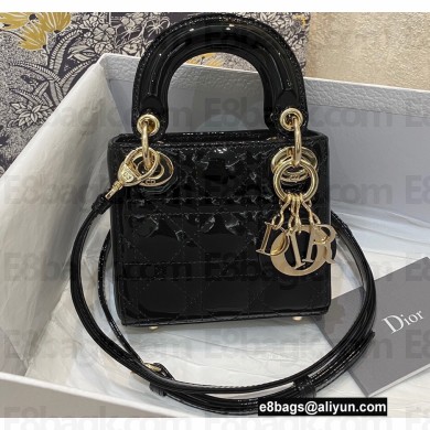 Lady Dior Micro Bag in Patent Cannage Calfskin Black 2021