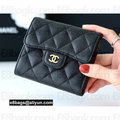 Chanel Classic Small Flap Wallet AP0231 in Original Grained Calfskin Black/Gold