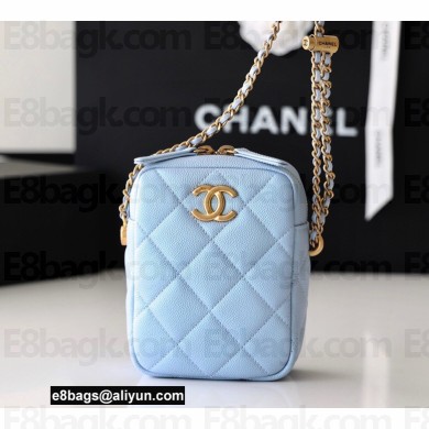 Chanel Pearl Calfskin Vertical Camera Bag AS2857 in Original Quality Light Blue 2021