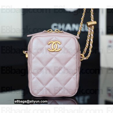 Chanel Pearl Calfskin Vertical Camera Bag AS2857 in Original Quality Pink 2021