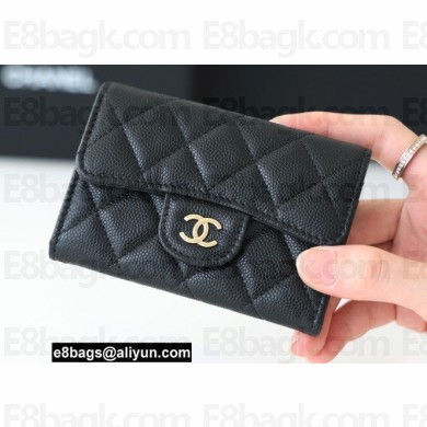 Chanel Classic Card Holder AP0214 in Original Grained Calfskin Black