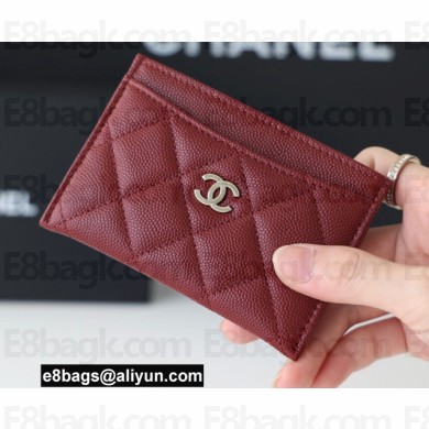 Chanel Classic Card Holder AP0213 in Original Grained Calfskin Red