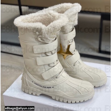 Dior Calfskin and Lambskin Wool Ankle Boots White 2021