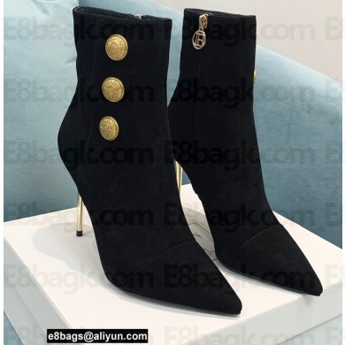 Balmain Heel 9.5cm Roni Ankle Boots Suede Black 2021