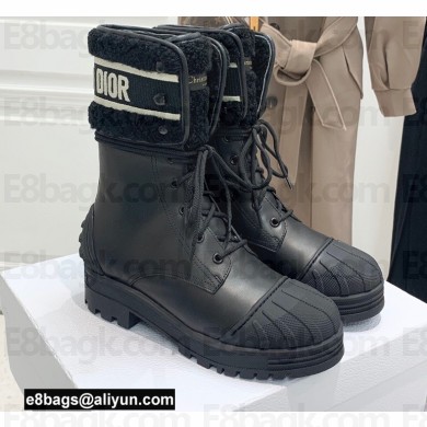 Dior Calfskin and Lambskin Wool D-Major Ankle Boots Black 2021