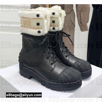 Dior Calfskin and Lambskin Wool D-Major Ankle Boots Black/White 2021