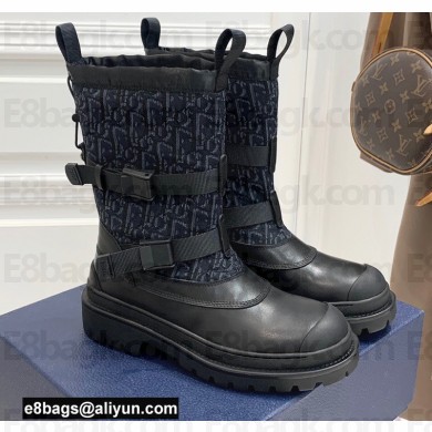 Dior Calfskin and Oblique Ankle Boots Black/Blue 2021