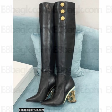 Balmain Heel 9.5cm Nelly Thigh-high Boots Leather Black 2021