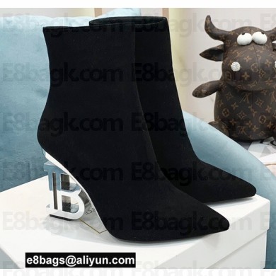 Balmain Heel 9.5cm Nicole Ankle Boots Suede Black 2021