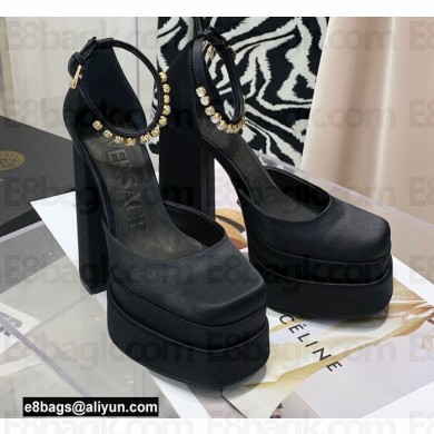 Versace Heel 14.5cm Platform 5cm Medusa Aevitas Satin Pumps Black 2021