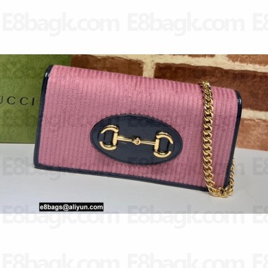Gucci Horsebit 1955 chain wallet 621892 corduroy Pink 2021
