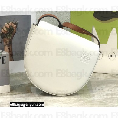 Loewe Heel Duo Bag in Soft Natural Calfskin White/Brown