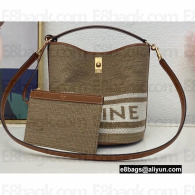 Celine Bucket 16 Bag Beige in Textile with Celine print and Calfskin