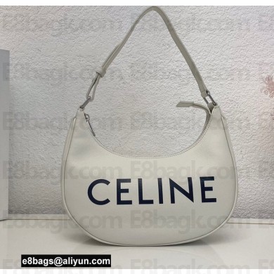 Celine Medium Ava Bag White in Smooth Calfskin with Celine Print