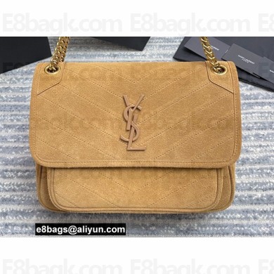 Saint Laurent Niki Medium Bag in Suede Leather 633158 Brown