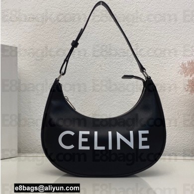 Celine Medium Ava Bag Black in Smooth Calfskin with Celine Print