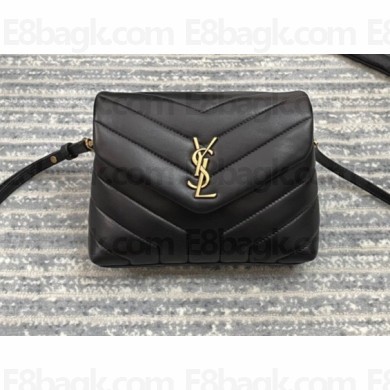 Saint Laurent Loulou Toy Bag in Matelassé "y" Leather 467072 Black/Gold