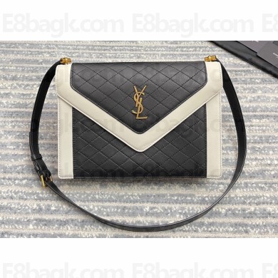 Saint Laurent Gaby Satchel Bag in Vintage Lambskin 668863 Black/White