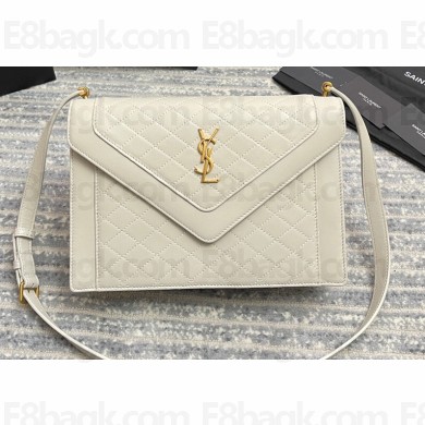 Saint Laurent Gaby Satchel Bag in Vintage Lambskin 668863 White