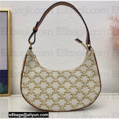 Celine Medium Ava Bag White in Triomphe Canvas and Calfskin