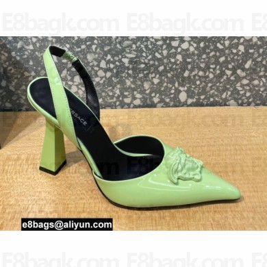 Versace Heel 11cm La Medusa Sling-back Pumps Patent Light Green 2021
