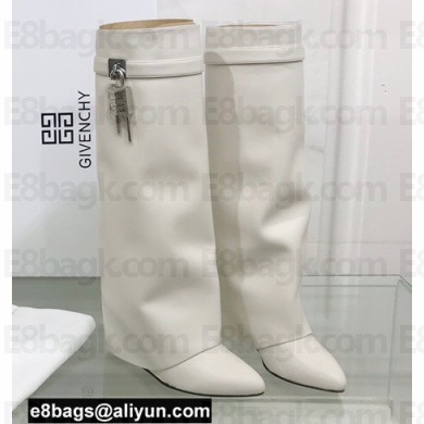 Givenchy Heel 9.5cm Shark Lock Pant Boots in Leather White 2021