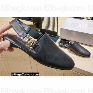 Givenchy Heel 3cm G Chain Slingback Flat Mules Black 03 2021
